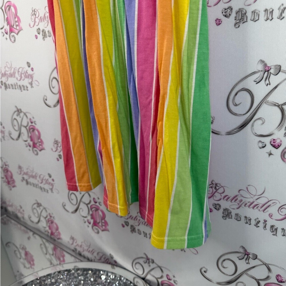Dress kids rainbow striped multicolor strappy criss cross Striped Dress - Picture 3 of 9